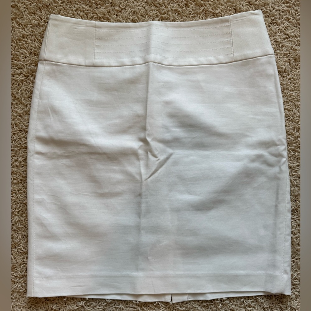 Banana Republic White Cotton Straight Skirt